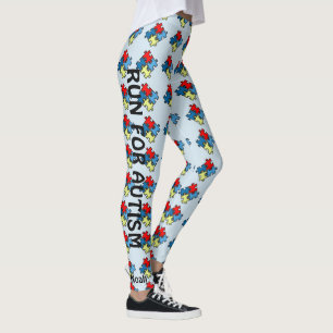 Autism Running Leggings Puzzle Blue Byxor Warrior