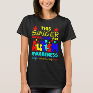 Autism-Sångaren Bär Blått För Autismmedvetenhet T Shirt