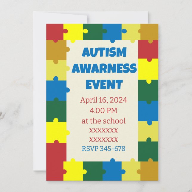 Autism School Awarness Event Inbjudningar (Framsida)