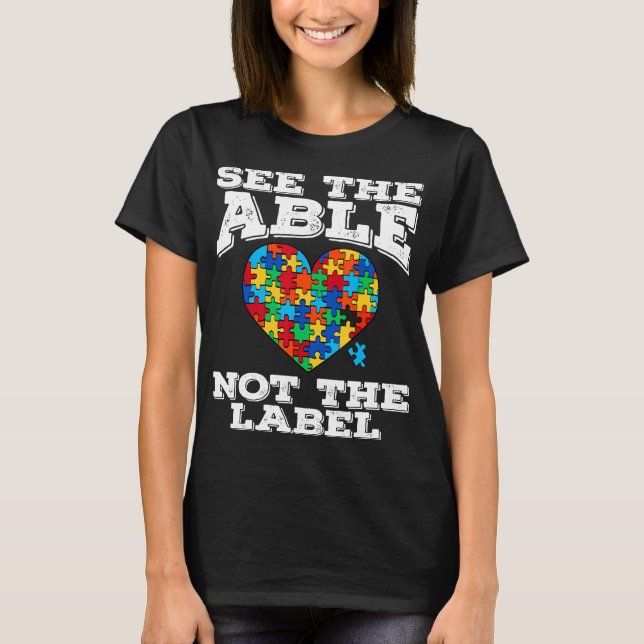 Autism-Se Föra Inte Etiketten Autism Acceptans T Shirt (Framsida)