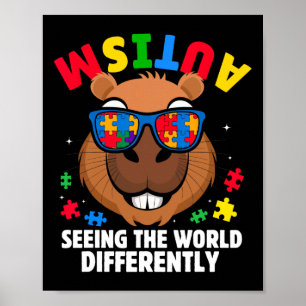 Autism Ser Världen Annorlunda Medvetenhet Capy Poster