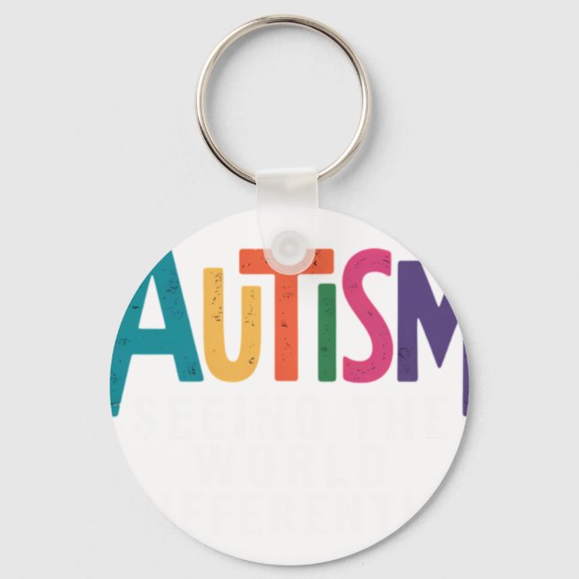 Autism Ser Världen Annorlunda Stöd Autism Nyckelring (Framsida)