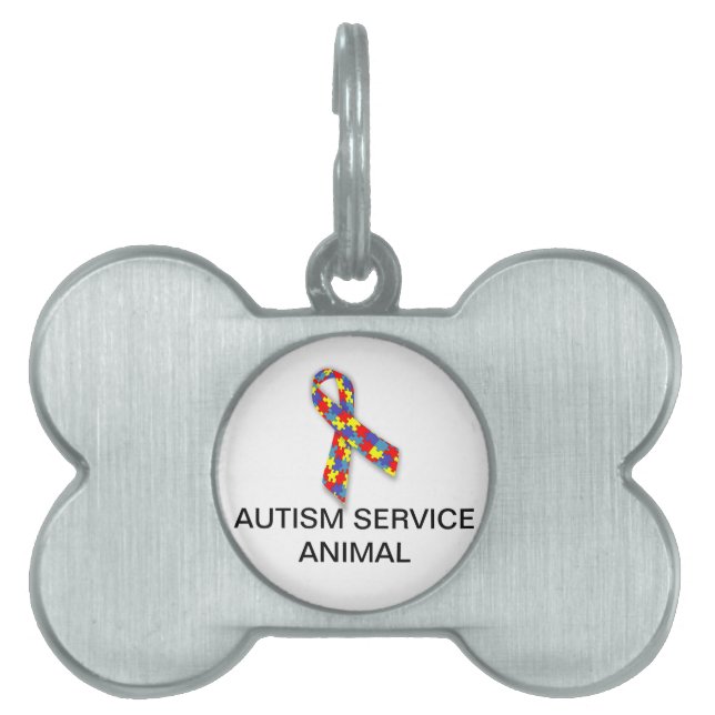 Autism Service Animalisk Märkre med Autism Logotyp Namnbricka Husdjur (Framsidan)