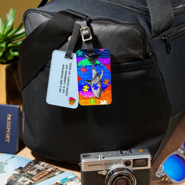 Autism Shark Bagagebricka (Fram & Baksida)