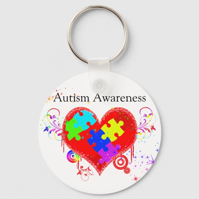 Autism Shining Heart Nyckelring (Framsida)