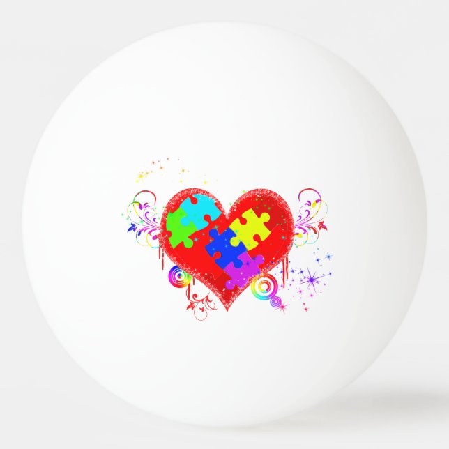 Autism Shining Heart Pingisboll (Framsidan)