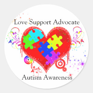 Autism Shining Heart Runt Klistermärke