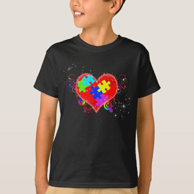 Autism Shining Heart T-shirt (Framsida)