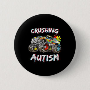 Autism Shirt Boys Kids Shirt Monster Lastbil Autis Knapp