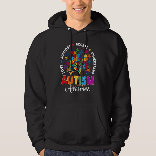 Autism Shirt Love Accept Support Autistic Autism A Hoodie (Framsida)
