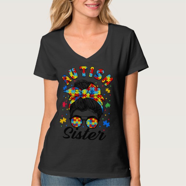 Autism Sister Autism Awareness Family Matching Mes T Shirt (Framsida)