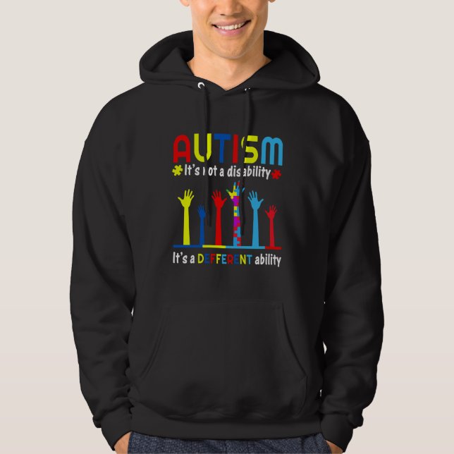 Autism Skeleton Dabbing It is not a Disability it  Hoodie (Framsida)