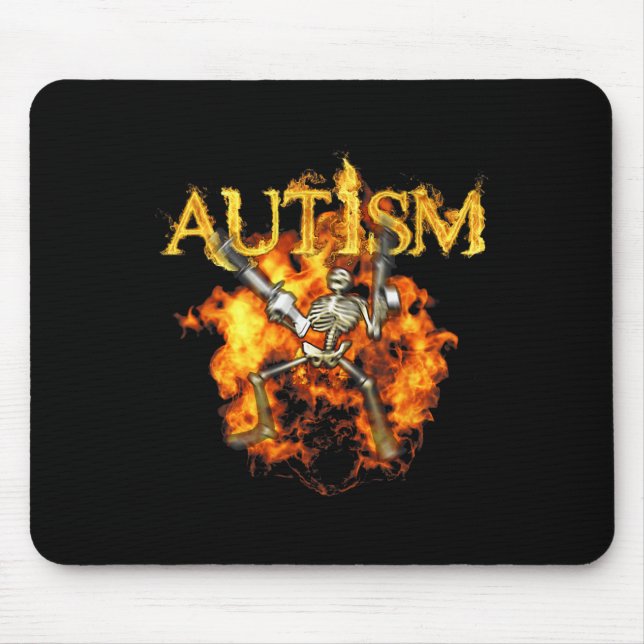 Autism Skeleton Guns Funny Fire Bones Spooky Musmatta (Framsidan)