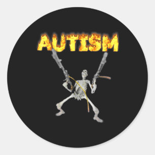 Autism Skeleton Lustigt specifikt dank Memb 3 Runt Klistermärke
