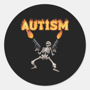 Autism Skeleton Lustigt specifikt dank-minne Runt Klistermärke
