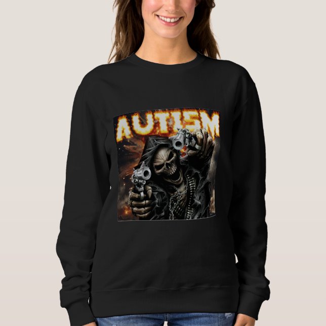 Autism Skeleton Meme, Autism Skeleton Guns, Fire B T Shirt (Framsida)