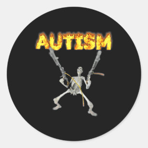 Autism Skeleton Meme Runt Klistermärke