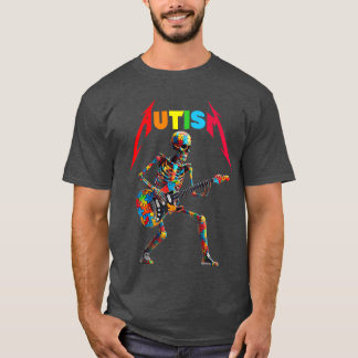 Autism Skelett Gitarr Rock Musik Älskare Autism Me T Shirt