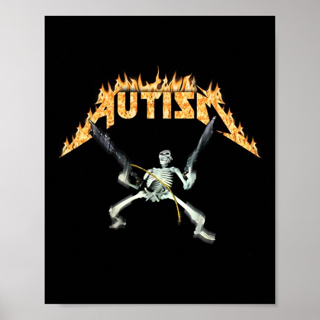 Autism Skelett Meme Roligt Män Kvinnor Barn  Poster (Framsidan)
