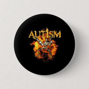 Autism Skelett Vapen Roligt Eld Ben Skräck Knapp