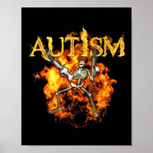 Autism Skelett Vapen Roligt Eld Ben Skräck Poster