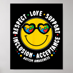 Autism Smile Ansikte Manar Women Boys Girls Kids A Poster