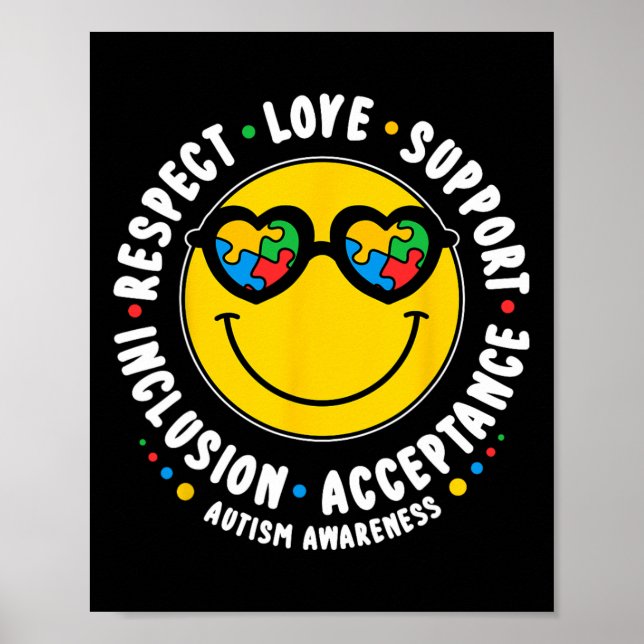 Autism Smile Ansikte Manar Women Boys Girls Kids A Poster (Framsidan)