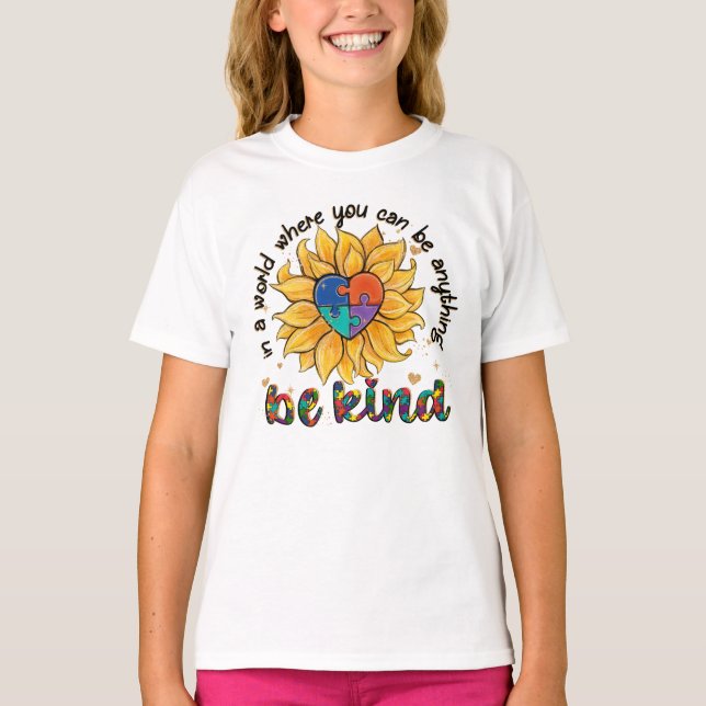 Autism Solros ska vara snäll T Shirt (Framsida)