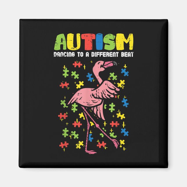 Autism som dansar annorlunda Beat Flamingo Cute Magnet (Framsidan)