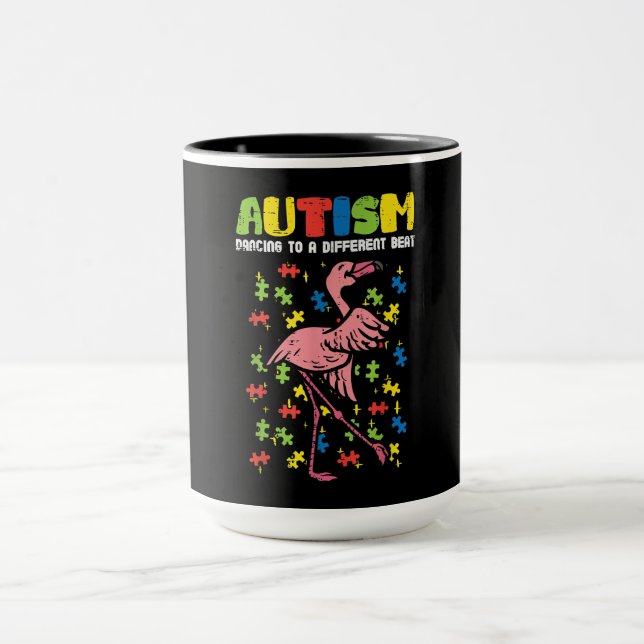 Autism som dansar annorlunda Beat Flamingo Cute Mugg (Center)