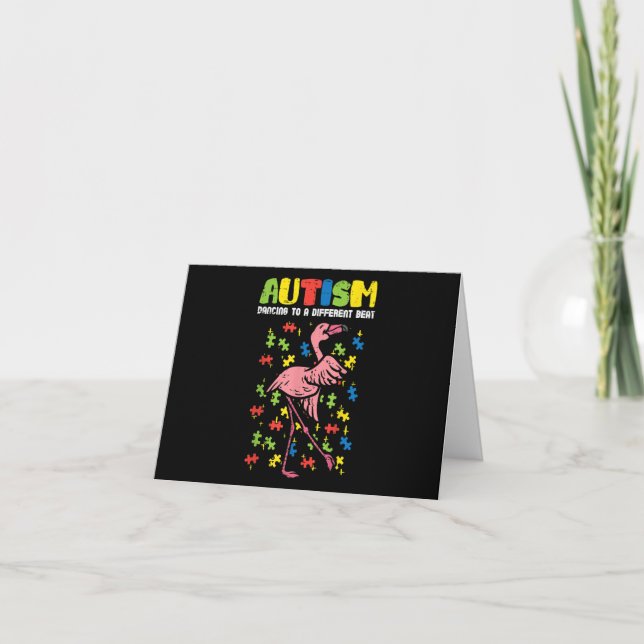 Autism som dansar annorlunda Beat Flamingo Cute Tack Kort (Framsida)