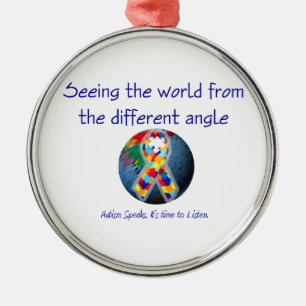 Autism som ser världen från den olika vinkeln julgransprydnad metall