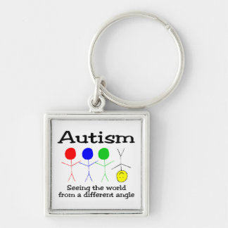 Autism som ser världen från en olik vinkel fyrkantig silverfärgad nyckelring