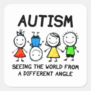 Autism som ser världen från ett annat Vinkelt öde Fyrkantigt Klistermärke
