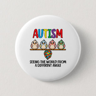 Autism som ser världen från ett annat Vinkelt Uggl Knapp