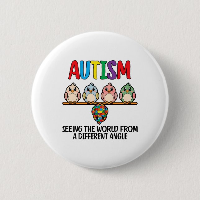Autism som ser världen från ett annat Vinkelt Uggl Knapp (Framsida)