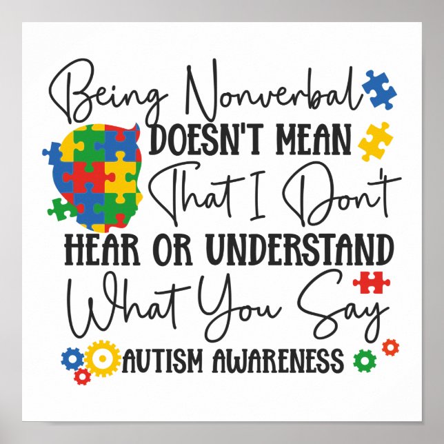 Autism Son Barndotter Nonverbal Elak inte Poster (Framsidan)