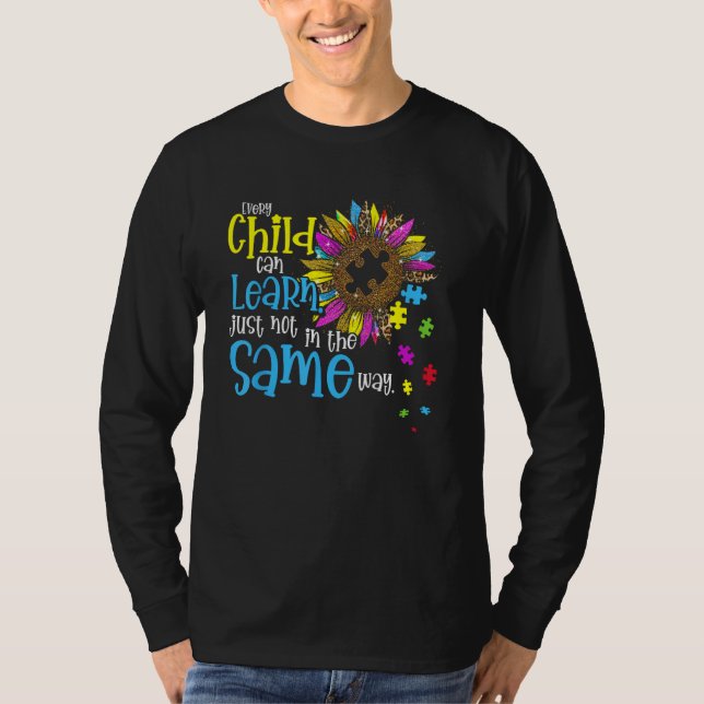 Autism Special Education Every Child Can Learn Sun T Shirt (Framsida)