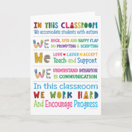 Autism Speciell Ed Teacher-uppskattning Kort
