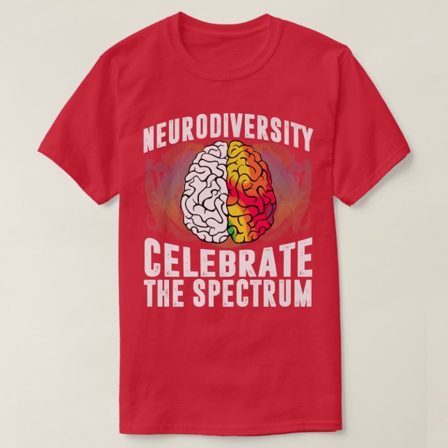 Autism Spectrum ASD ADHD Rainbow Brain Neurodivers T Shirt (Design framsida)