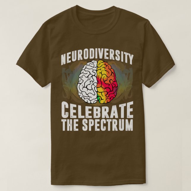 Autism Spectrum ASD ADHD Rainbow Brain Neurodivers T Shirt (Design framsida)