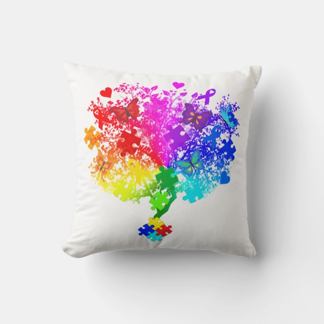 Autism Spectrum Träd Kudde (Framsida)
