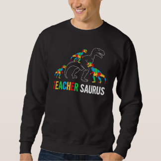 Autism Sped Teacher Dinosaur Teachersaurus Rex Lång Ärmad Tröja
