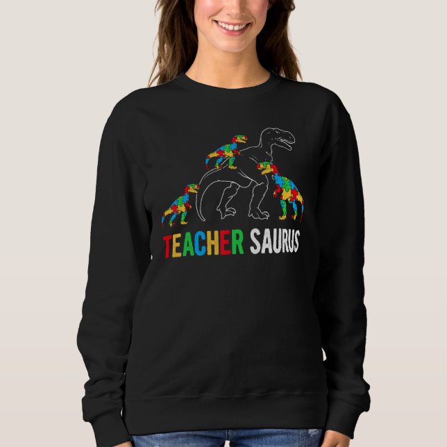 Autism Sped Teacher Dinosaur Teachersaurus Rex T Shirt (Framsida)