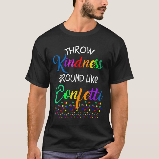 Autism-Sprid vänlighet omkring som konfetti Autism T Shirt (Framsida)