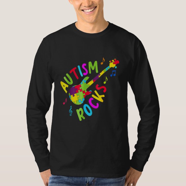 Autism Sten Autism Awareness Guitar Puzzle Biet T Shirt (Framsida)