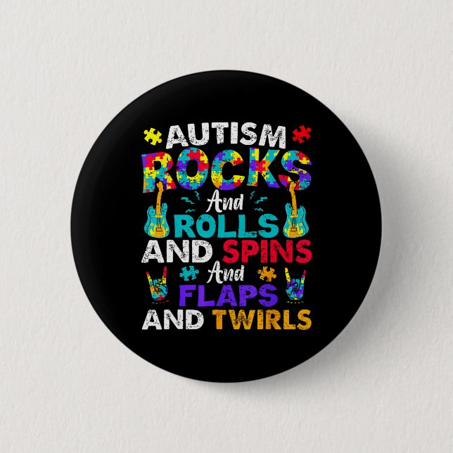 Autism Sten Rolls Spins Blaps Awareness Kids Wome Knapp (Framsida)
