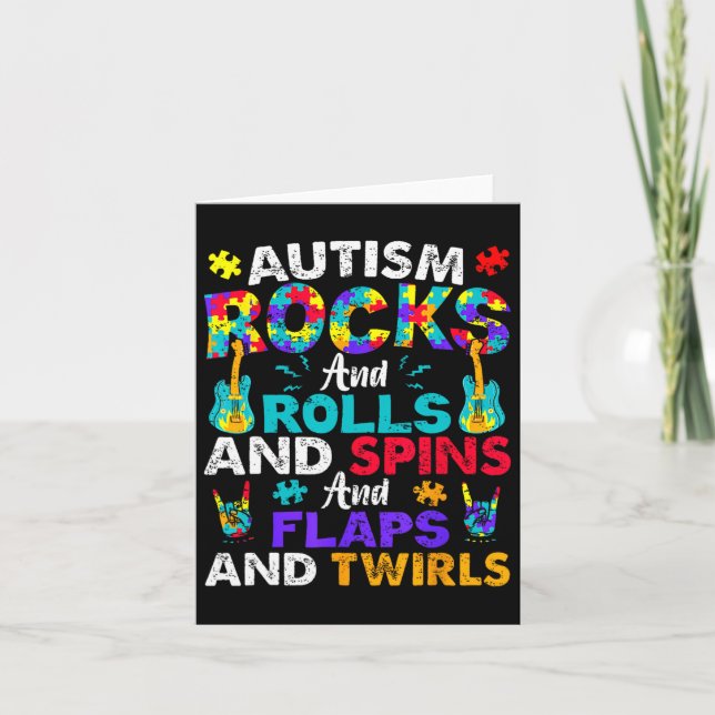 Autism Sten Rolls Spins Blaps Awareness Kids Wome Kort (Framsida)