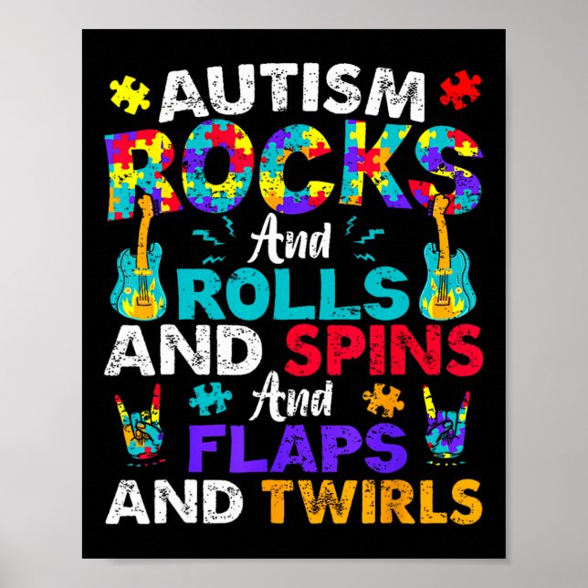 Autism Sten Rolls Spins Blaps Awareness Kids Wome Poster (Framsidan)
