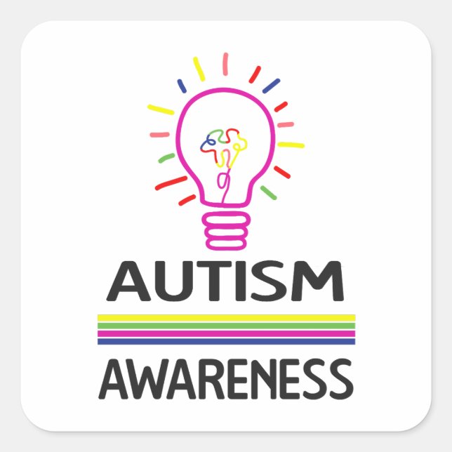 Autism Sticker - Awareness Stickers Fyrkantigt Klistermärke (Framsida)